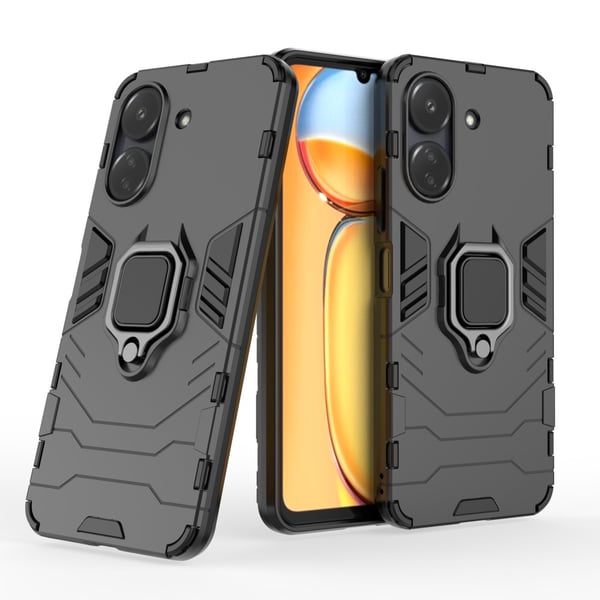 SKALO Xiaomi Redmi 13C 4G Armor Hybrid metal ring cover - Sort