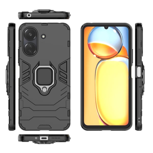 SKALO Xiaomi Redmi 13C 4G Armor Hybrid metal ring cover - Sort