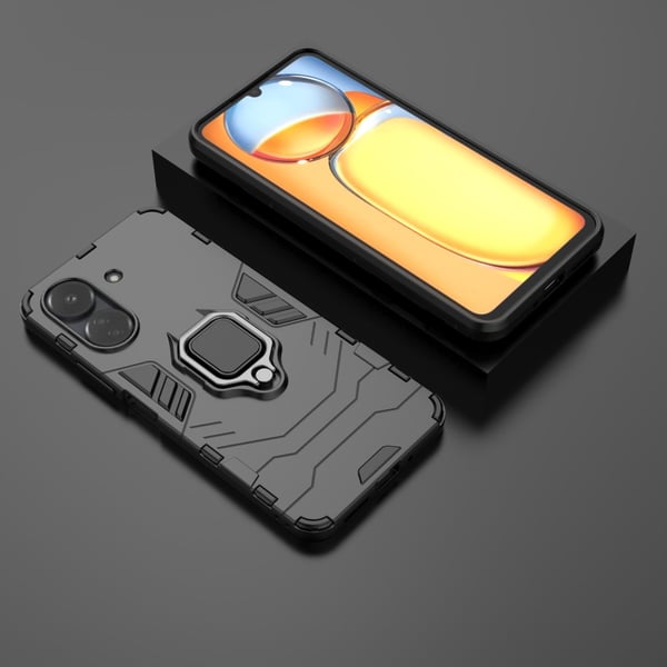SKALO Xiaomi Redmi 13C 4G Armor Hybrid metal ring cover - Sort