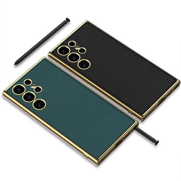 SKALO Samsung S24 Ultra PU-læder Gold Edge Cover - Sort