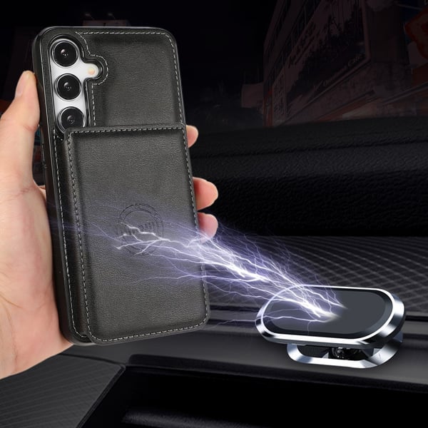 SKALO Samsung S24 PU-læder Cover med Pung - Sort