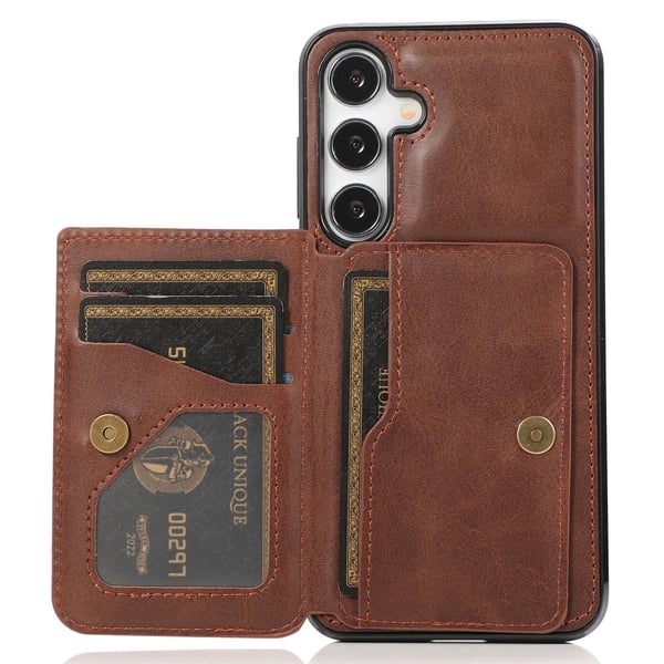 SKALO Samsung S24 PU-læder Cover med Pung - Brun