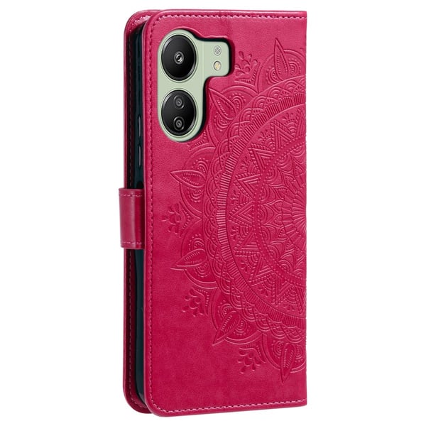 SKALO Xiaomi Redmi 13C 4G Mandala lompakkokotelo - Cerise