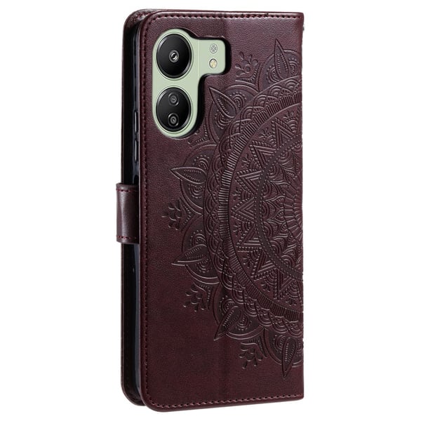 SKALO Xiaomi Redmi 13C 4G Mandala Flip Cover - Brun
