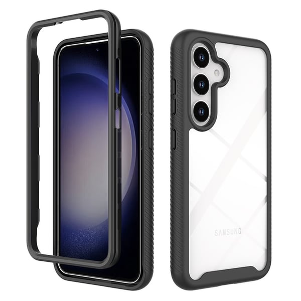 SKALO Samsung S24 Iskunkestävä Clear Hybridi Suojakuori - Musta
