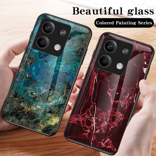 SKALO Xiaomi Redmi Note 13 5G Marmor hærdet glas TPU Cover - #2