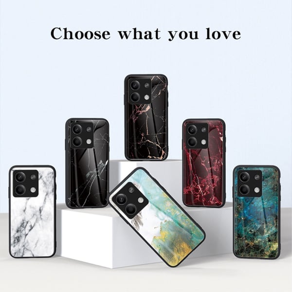 SKALO Xiaomi Redmi Note 13 5G Marmor hærdet glas TPU Cover - #2