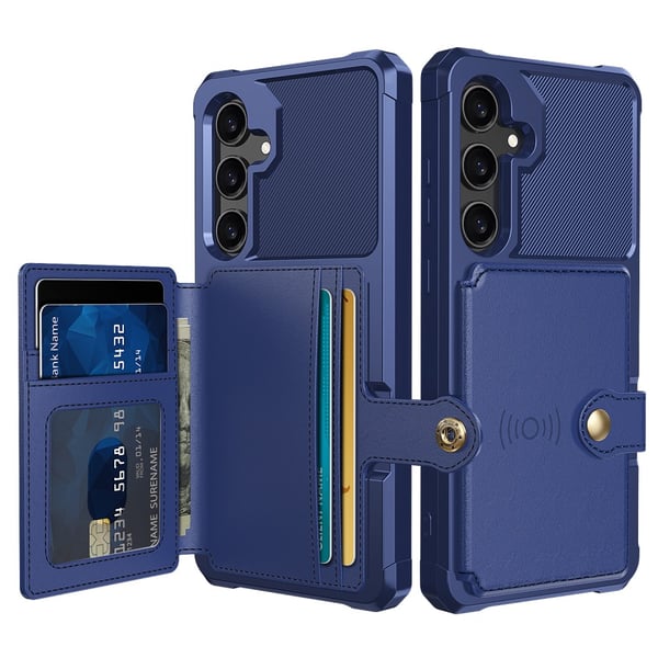 SKALO Samsung S24 Stødsikker cover med pung - Blå