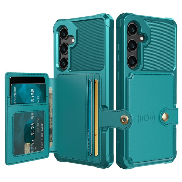 SKALO Samsung S24 Stødsikker cover med pung - Grøn