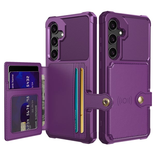 SKALO Samsung S24 Stødsikker cover med pung - Lilla