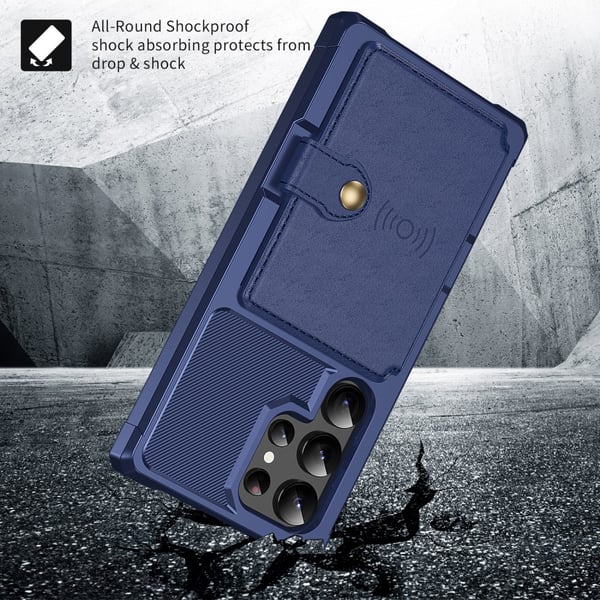 SKALO Samsung S24 Ultra Stødsikker cover med pung - Blå