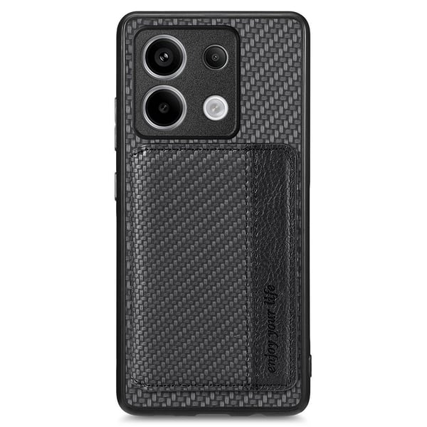 SKALO Xiaomi Redmi Note 13 Pro 5G Carbon Fiber Cover med kortholder - Sort
