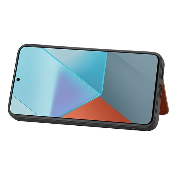 SKALO Xiaomi Redmi Note 13 Pro 5G Carbon Fiber Cover med kortholder - Brun