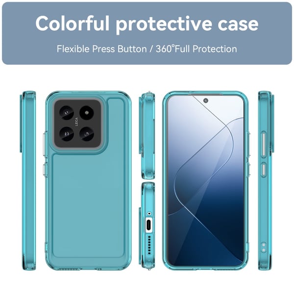 SKALO Xiaomi 14 5G Transparent TPU Metal Buttons Cover - Turkis