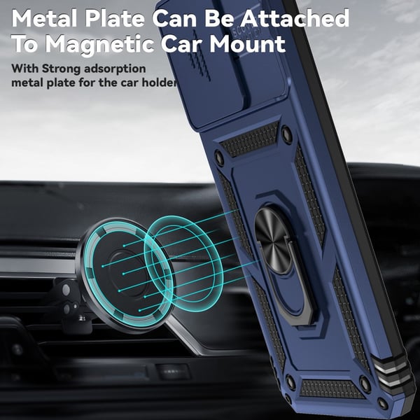 SKALO Xiaomi Redmi 13C 4G Armor Hybrid Metal Ring Camera Slider - Blå