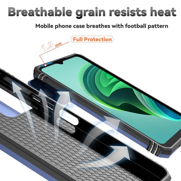 SKALO Xiaomi Redmi 13C 4G Armor Hybrid Metal Ring Camera Slider - Blå