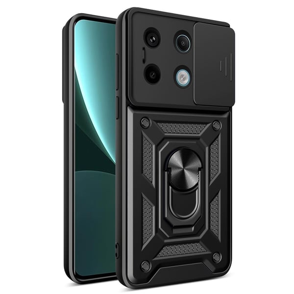 SKALO Xiaomi Redmi Note 13 Pro 5G Armor Hybrid Metal Ring Camera Slider - Sort