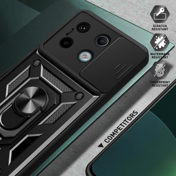 SKALO Xiaomi Redmi Note 13 Pro 5G Armor Hybrid Metal Ring Camera Slider - Sort