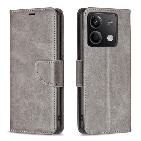 SKALO Xiaomi Redmi Note 13 4G Flip Cover m. pung i PU-læder - Grå