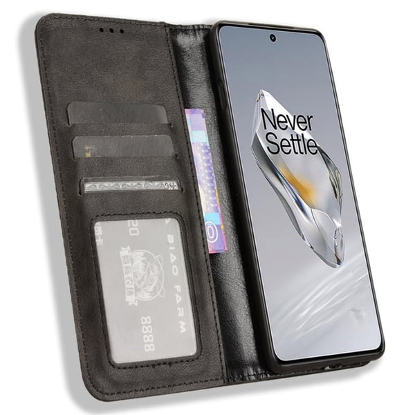 SKALO OnePlus 12R 5G Premium Pungetui med prægning - Sort