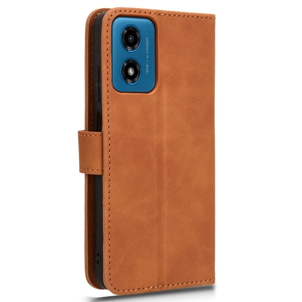 SKALO Motorola Moto E14 4G Matt PU-læderpungetui - Brun