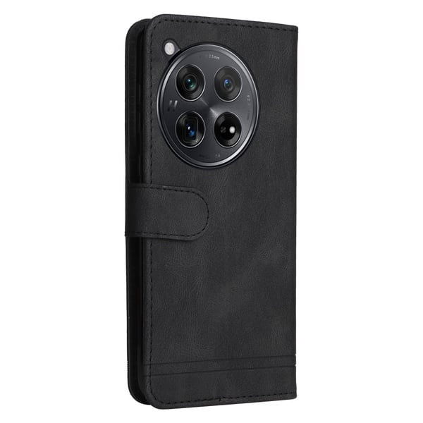 SKALO OnePlus 12R 5G Lompakkokotelo PU-nahkaa - Musta