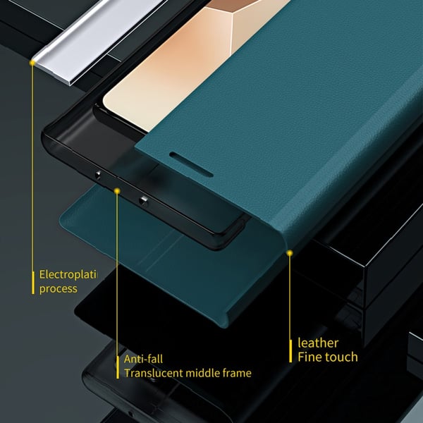 SKALO Xiaomi Redmi Note 13 Pro 5G Ultraslim PU læderetui - Grøn