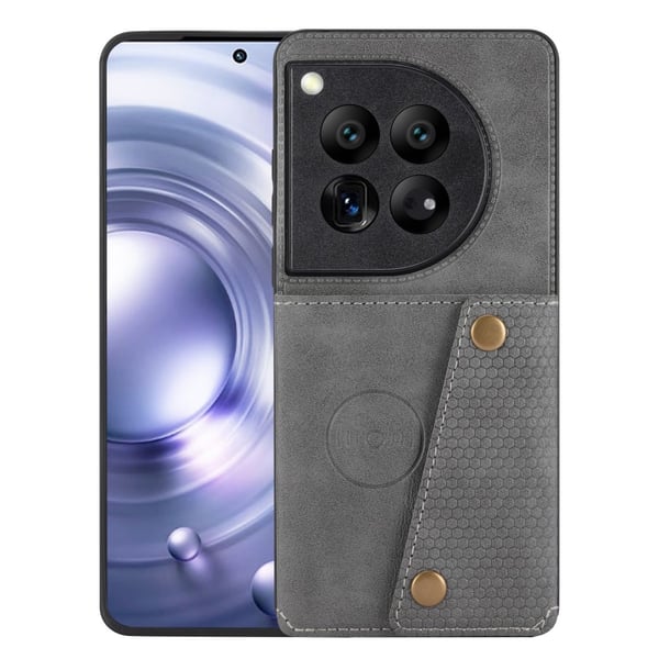 SKALO OnePlus 12 5G PU-nahkainen Suojakuori Lompakolla - Harmaa SKALO OnePlus 12 5G PU-nahkainen Suojakuori Lompakolla - Harmaa