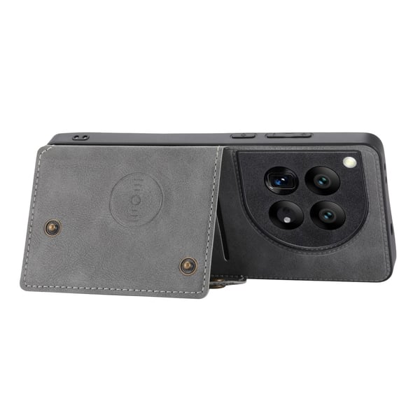 SKALO OnePlus 12 5G PU-læder Cover med Pung - Grå