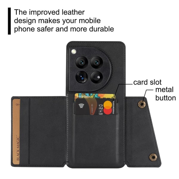 SKALO OnePlus 12 5G PU-læder Cover med Pung - Grå