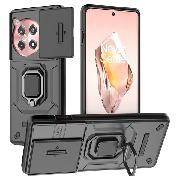 SKALO OnePlus 12R 5G Armor Hybrid Metal Ring Camera Slider - Sort SKALO OnePlus 12R 5G Armor Hybrid Metal Ring Camera Slider - Sort