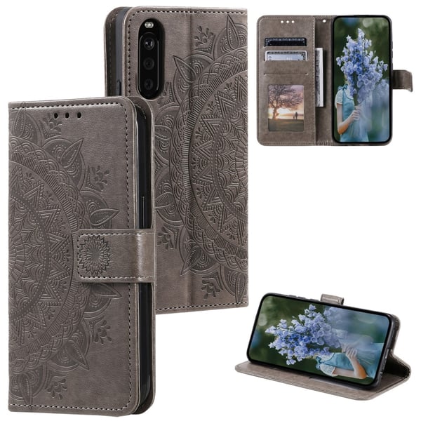 SKALO Sony Xperia 10 VI Mandala lompakkokotelo - Harmaa