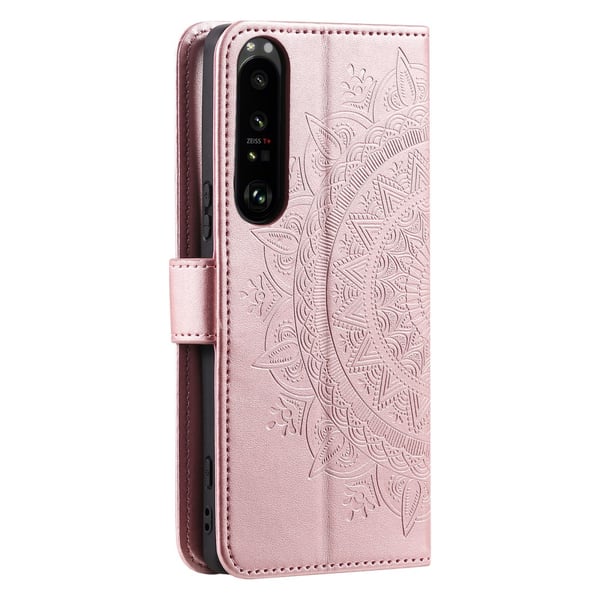 SKALO Sony Xperia 1 VI Mandala lompakkokotelo - Ruusukulta
