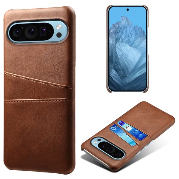 SKALO Google Pixel 9/9 Pro PU-læder Cover med Pung - Brun