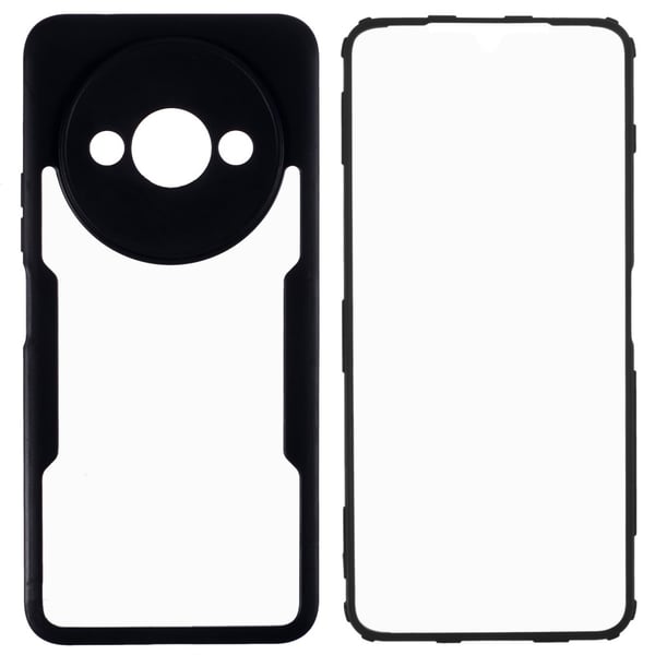 SKALO Xiaomi Redmi A3 Stødsikker Clear Hybrid Cover + Skaermbeskyttelse - Sort