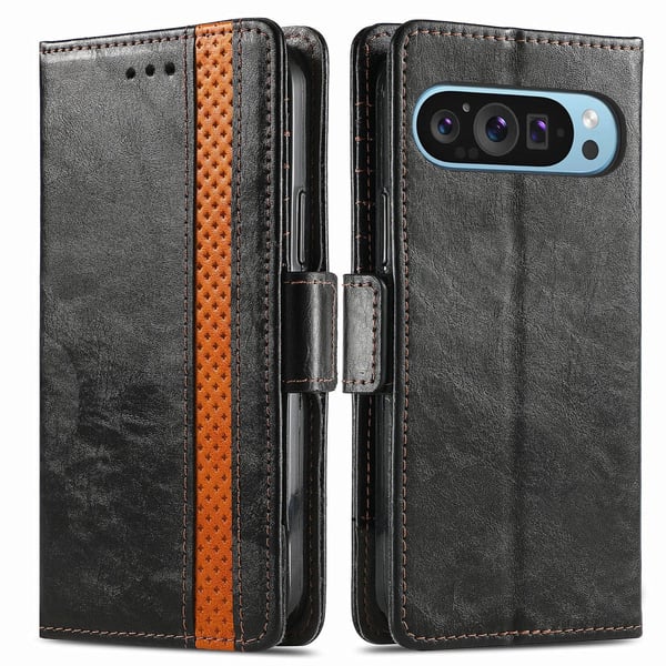 SKALO Google Pixel 9 Pro XL CASENEO 002 Series Premium PU-Läder Plånbok - Svart