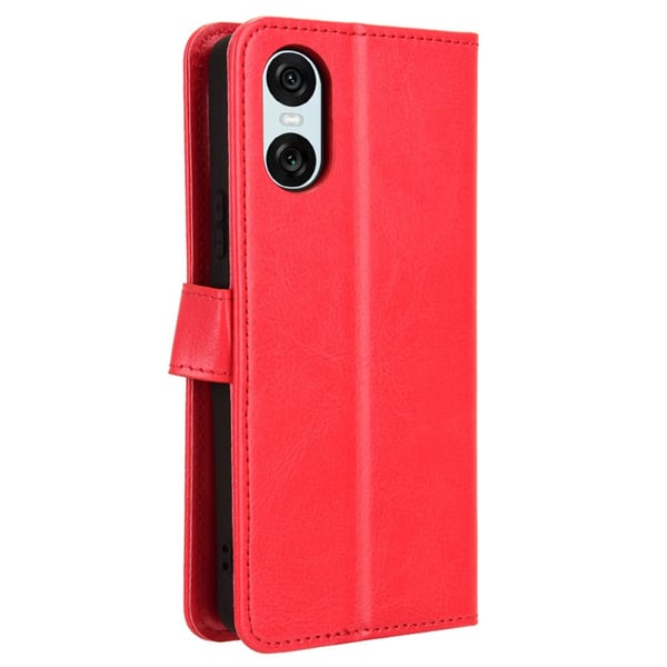 SKALO Sony Xperia 10 VI Crazy Horse Pungetui PU læder - Rød
