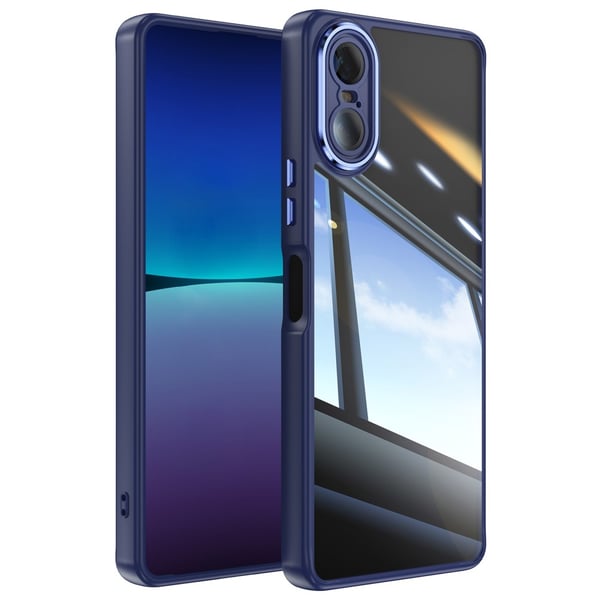 Sony Xperia 10 VI SKALO Silky Touch TPU + Akryl-metalknapper Cover - Mørkeblå