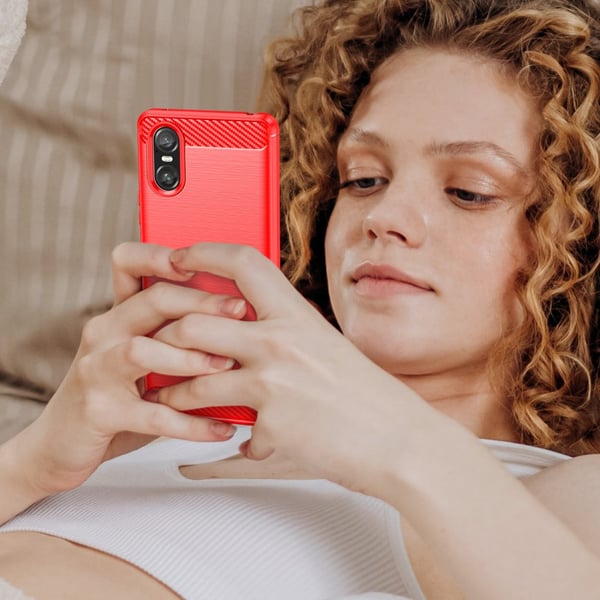 SKALO Sony Xperia 10 VI Armor Carbon Stöttåligt TPU-skal