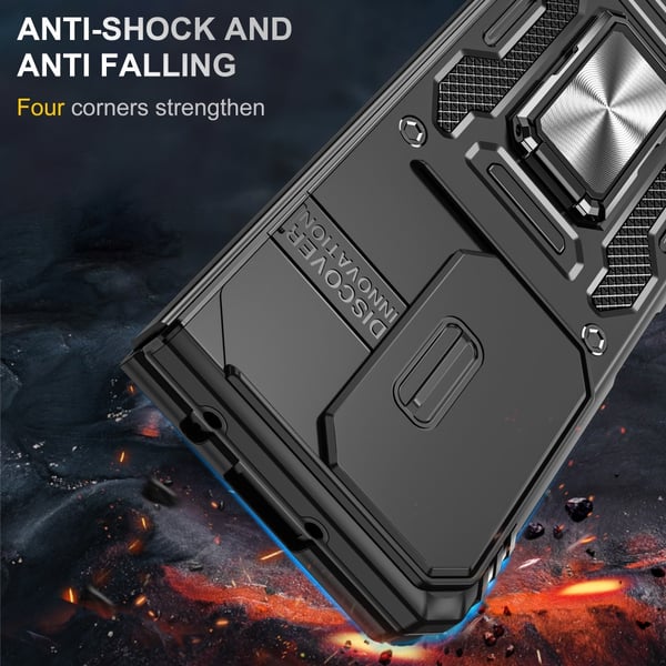 SKALO Samsung Z Fold6 Armor Hybrid Metal Ring Camera Slider - Sort