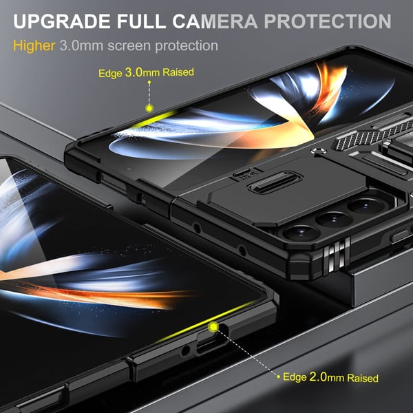 SKALO Samsung Z Fold6 Armor Hybrid Metal Ring Camera Slider - Sort
