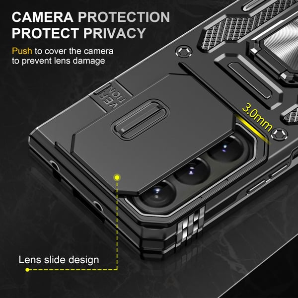 SKALO Samsung Z Fold6 Armor Hybrid Metal Ring Camera Slider - Sort