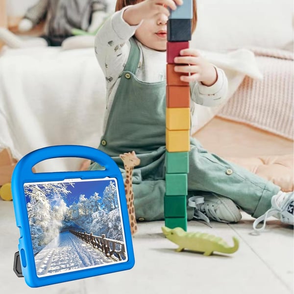 SKALO iPad 10.9 (2022) Lapsikuori kahvalla ja jalustalla - Sininen