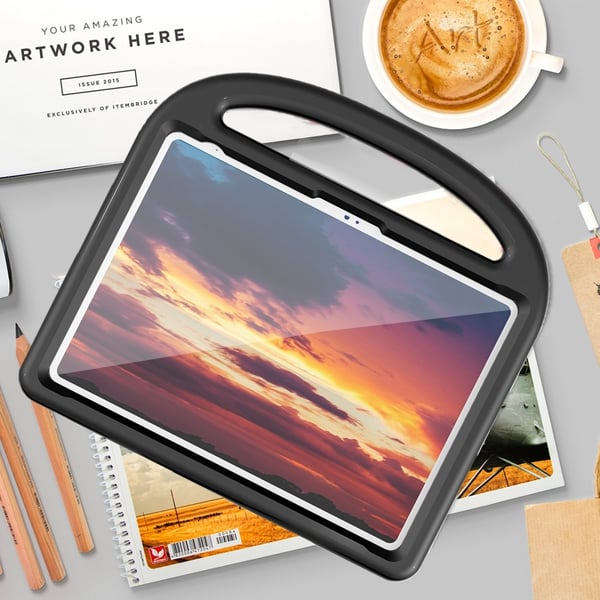 SKALO iPad 10.9 (2022) Lapsikuori kahvalla ja jalustalla - Musta