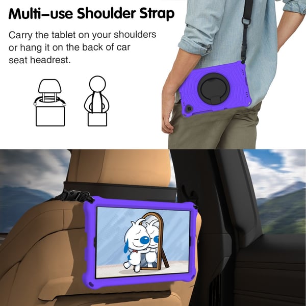 SKALO Lenovo Tab M10 FHD Plus 10.3" Ekstra stødsikker Armor Spider Mesh Cover med skulderrem - Lilla