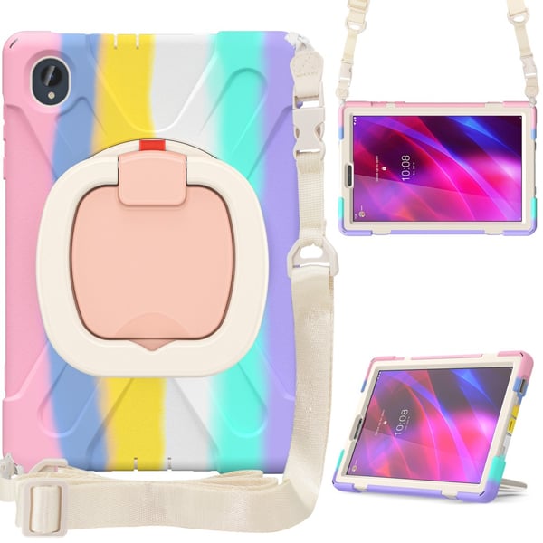 SKALO Lenovo Tab M10 FHD Plus 10.3" Ekstra stødsikker Armor ringskal med skulderrem - Rainbow