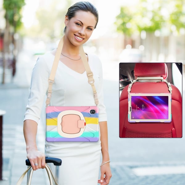 SKALO Lenovo Tab M10 FHD Plus 10.3" Ekstra stødsikker Armor ringskal med skulderrem - Rainbow