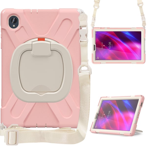 SKALO Lenovo Tab M10 FHD Plus 10.3" Ekstra stødsikker Armor ringskal med skulderrem - Pink