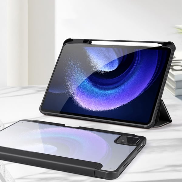 SKALO Xiaomi Pad 6 Trifold Etui med gennemsigtig bagside - Sort