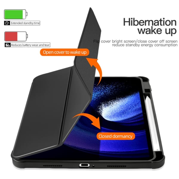 SKALO Xiaomi Pad 6 Trifold Etui med gennemsigtig bagside - Sort